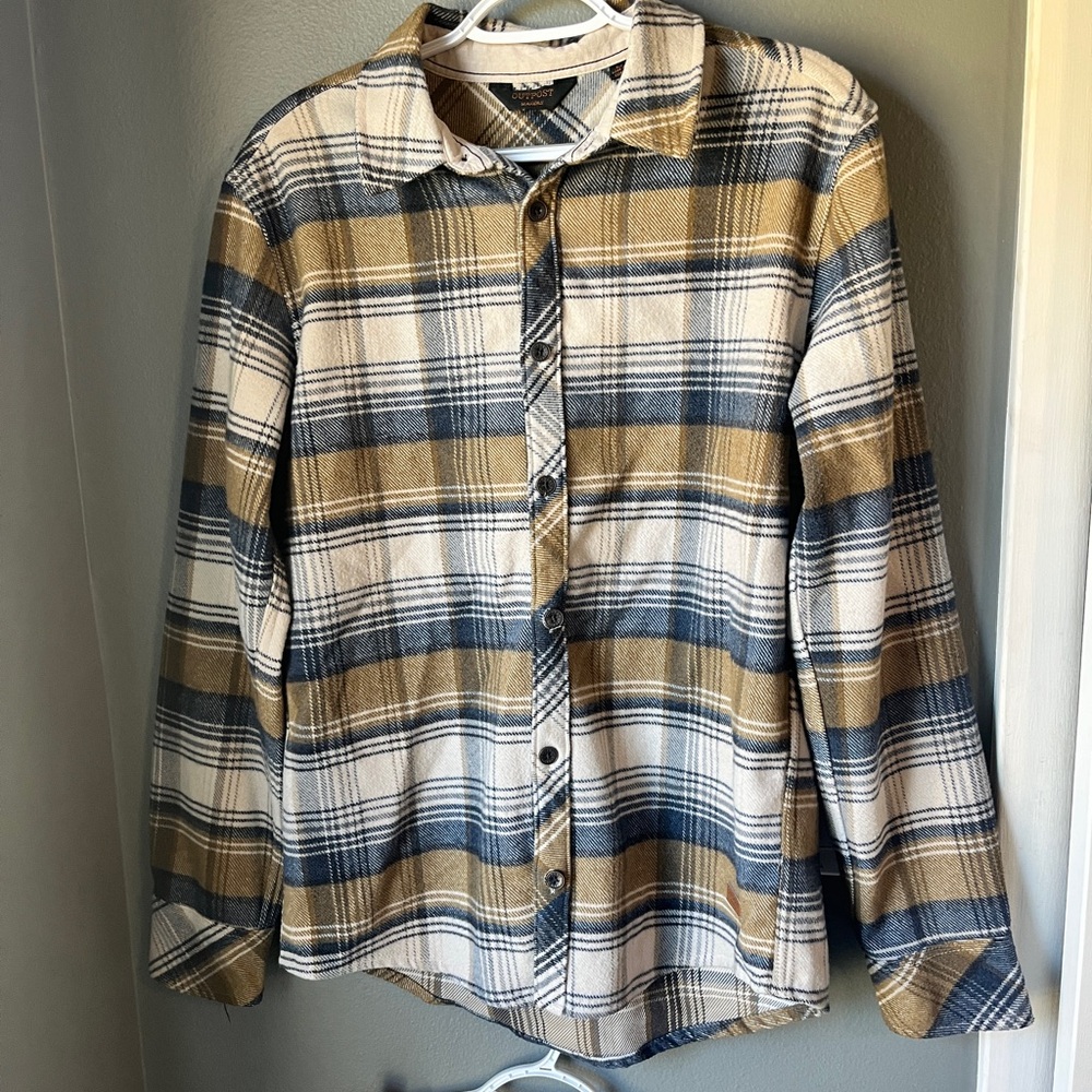 Outpost Plaid Button-Up Shirt - Blue, White, and Tan